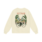 Vietnam graphic crewneck featuring bicycle countryside back print