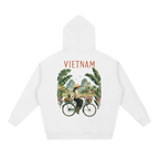 Vietnam countryside graphic hoodie with vintage travel artwork
