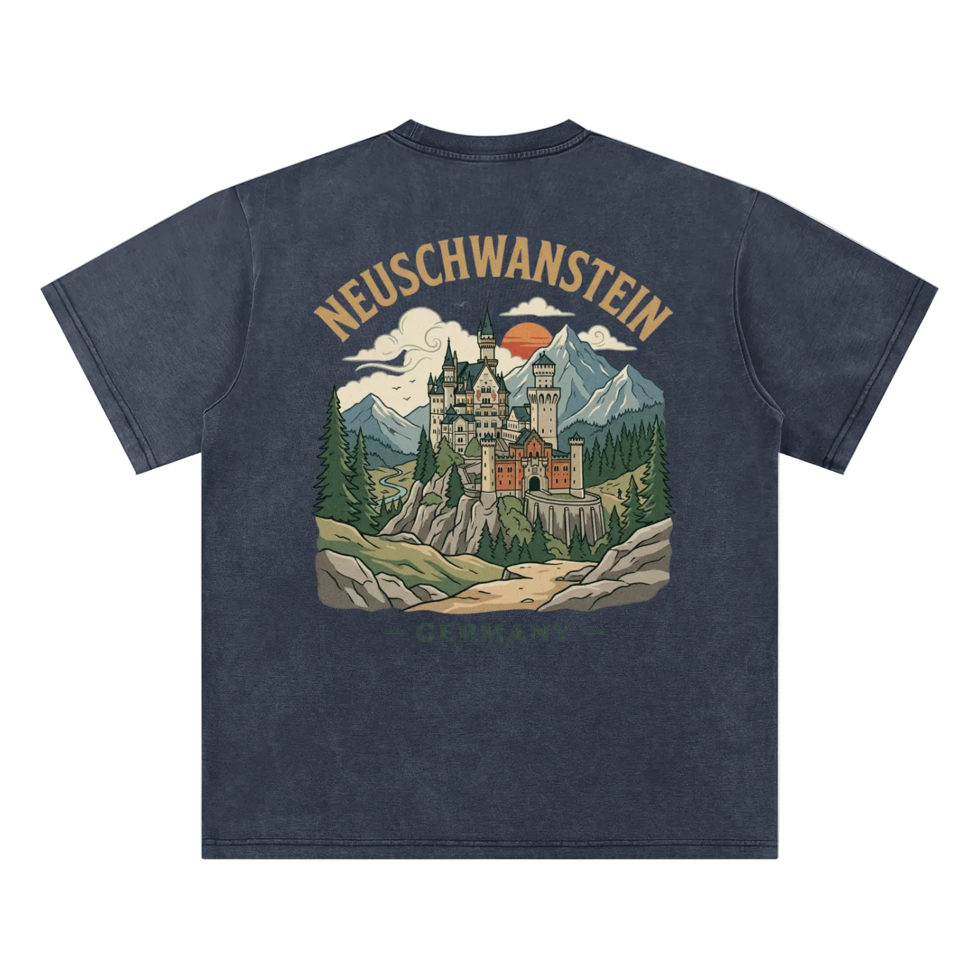 germany graphic shirt neuschwanstein castle vintage design blue design