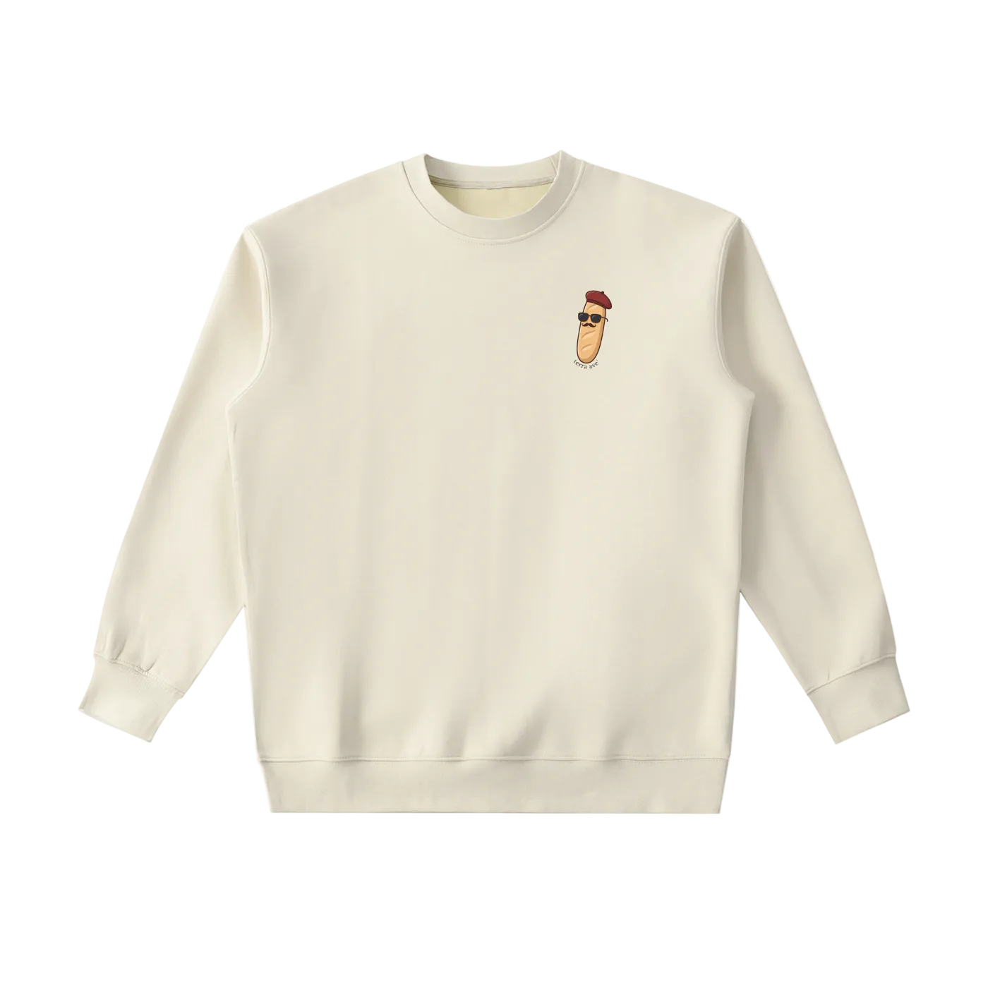 crew,france - french baguette crewneck sweatshirt paris streetwear terra ave cream
