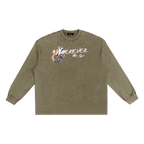 washed long sleeve green vintage streetwear outfit front