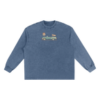 Route 66 washed long sleeve shirt vintage travel clothing front blue