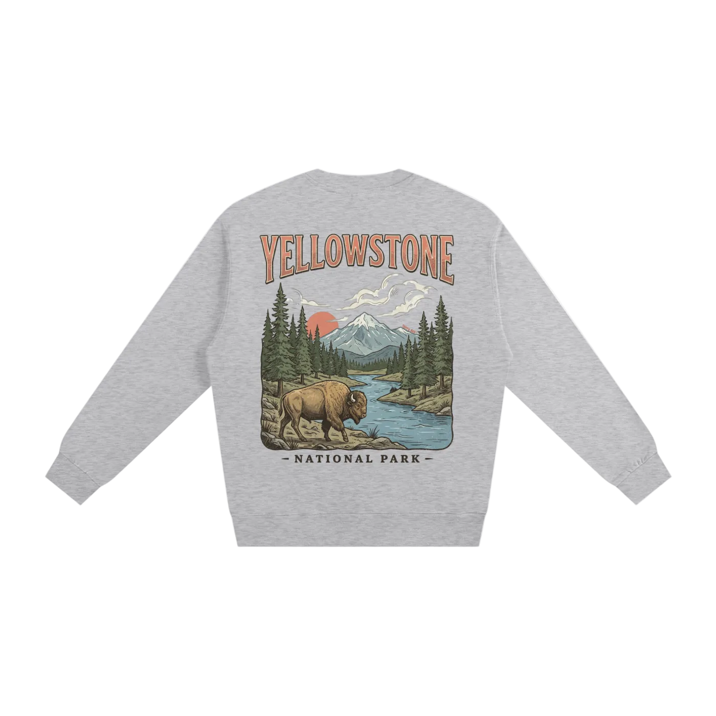 Yellowstone crewneck gray national park streetwear sweatshirt back