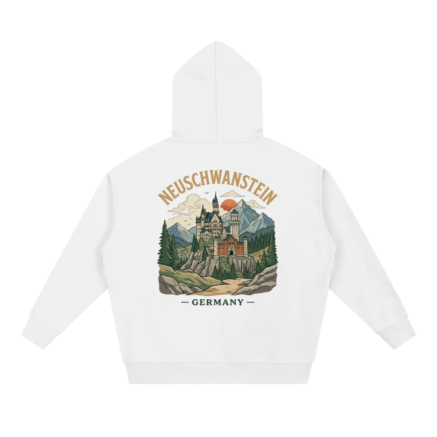white back germany hoodie castle design bavaria inspired streetwear
