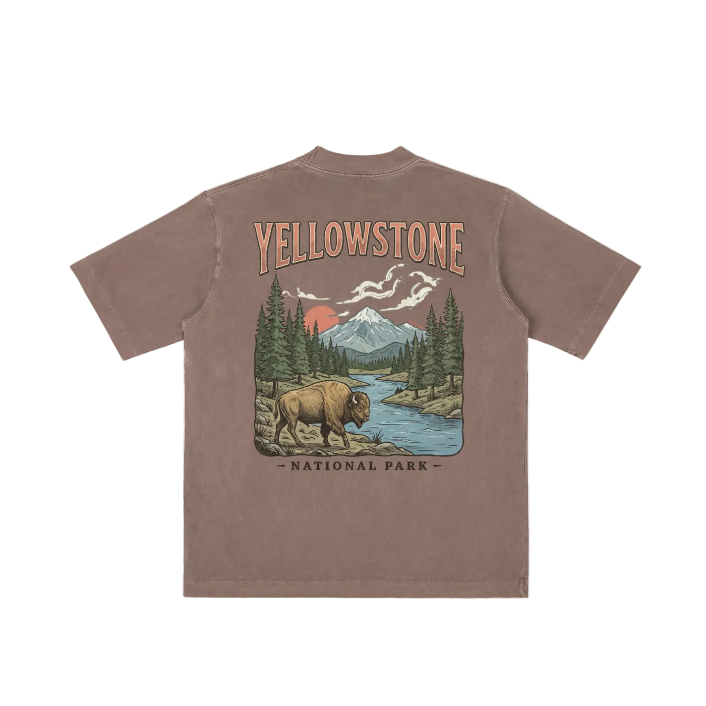 Yellowstone vintage t-shirt faded brown minimalist tee back