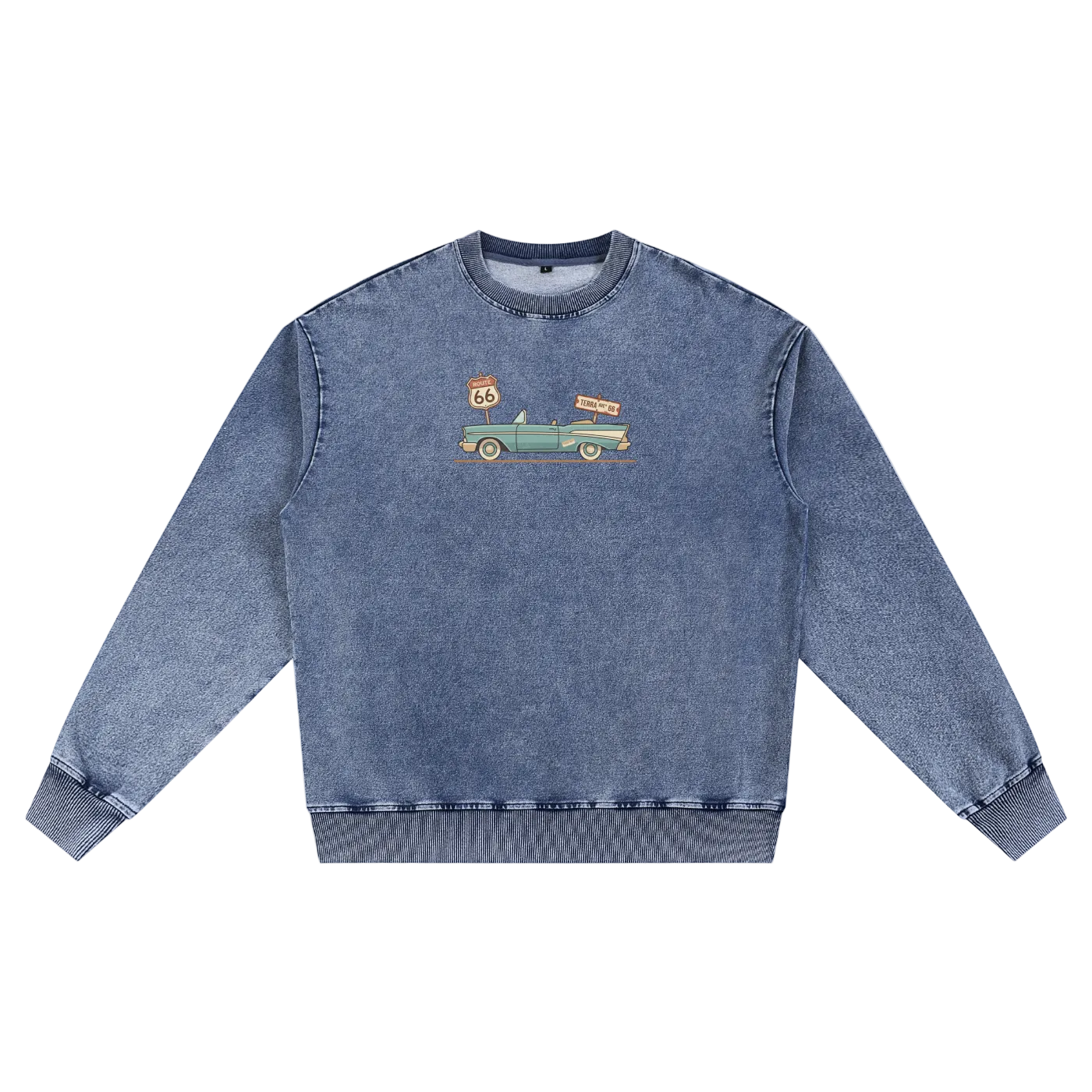 Route 66 crewneck blue design vintage clothing