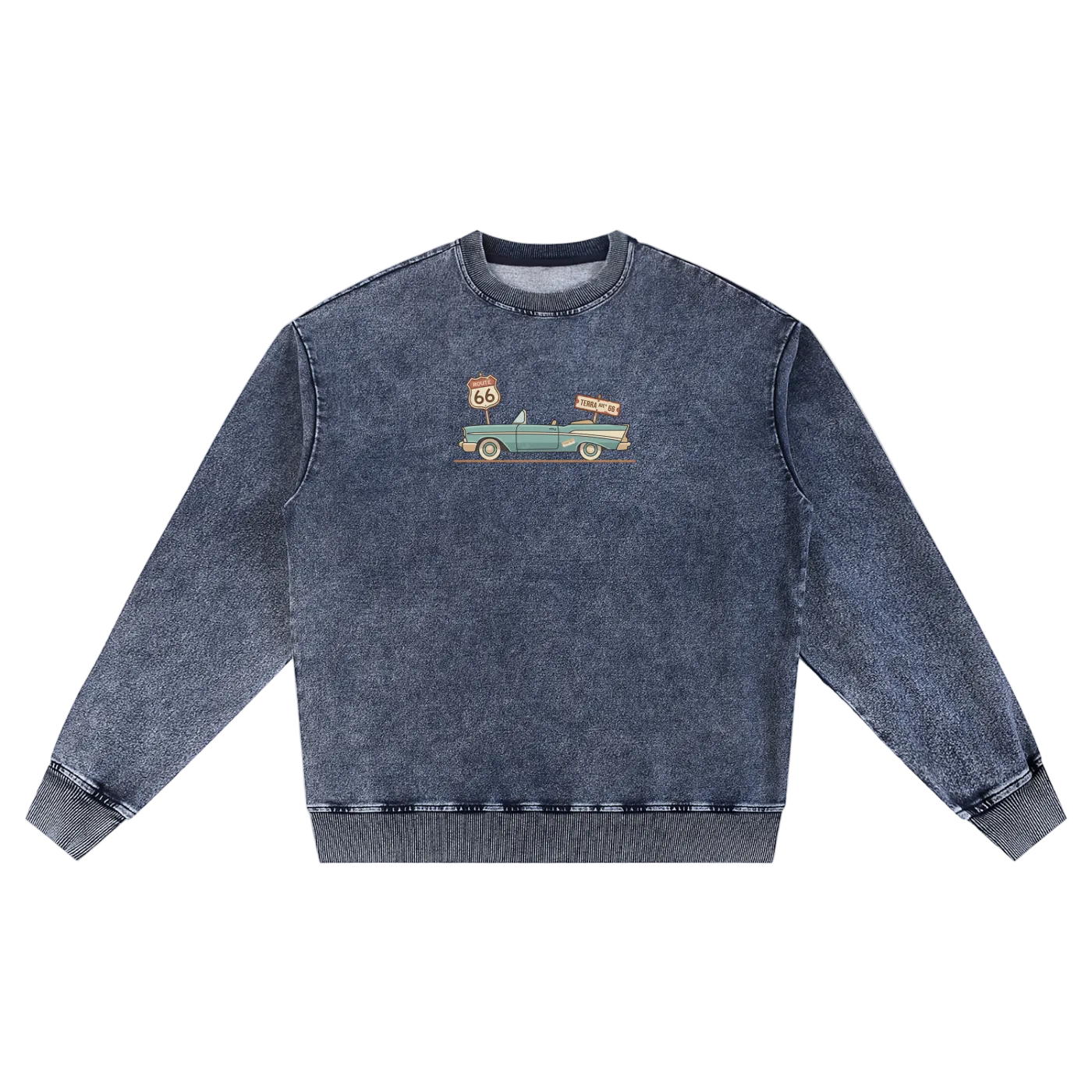Route 66 crewneck jean blue design vintage clothing