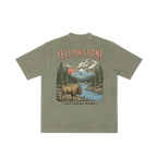 Yellowstone vintage t-shirt faded green minimalist tee back