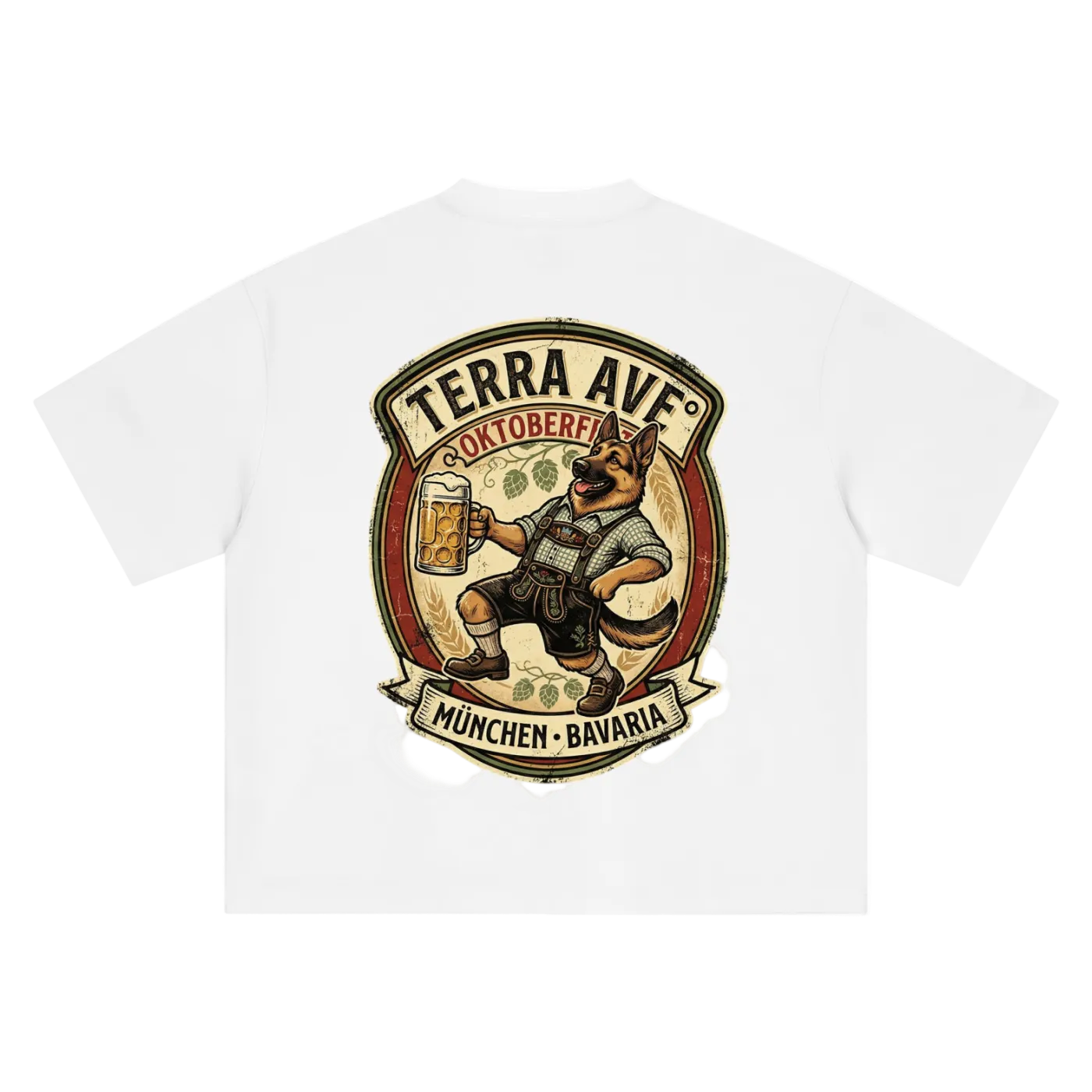 Oktoberfest oversized t-shirt white minimalist streetwear tee front