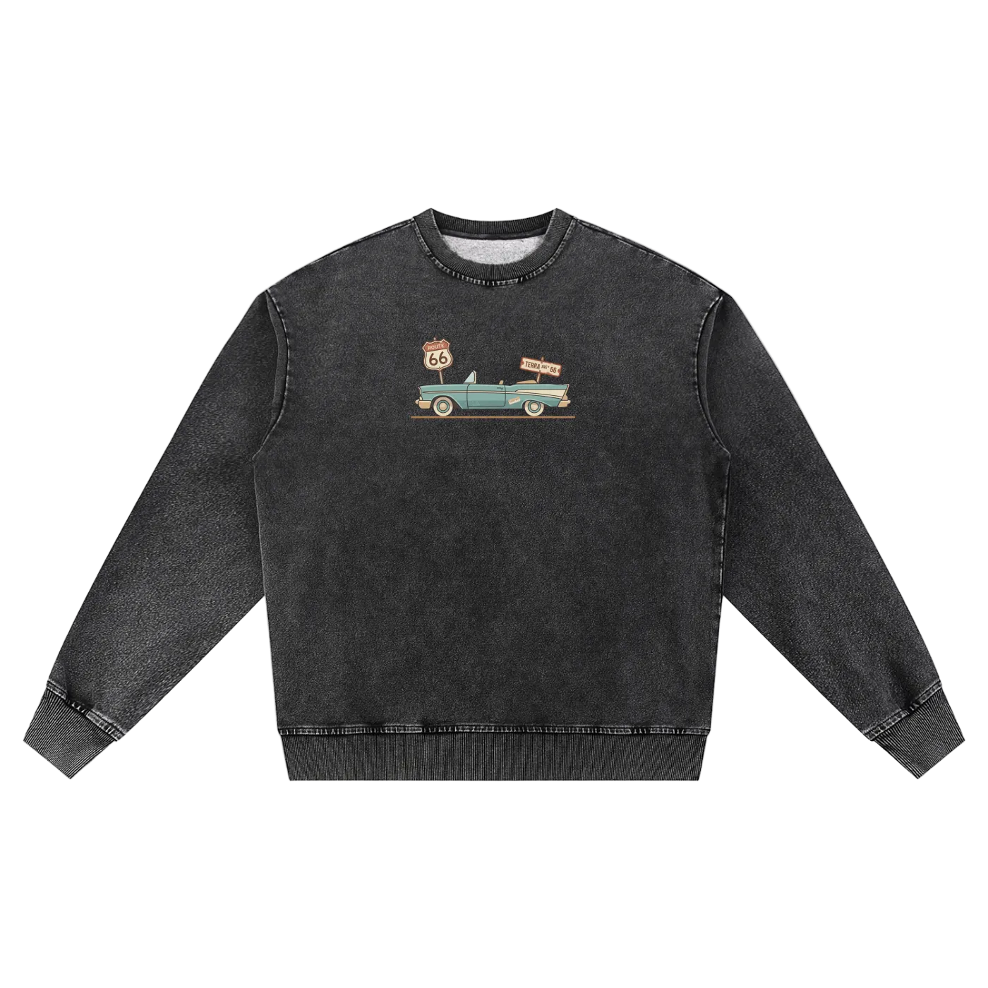 Route 66 crewneck black design vintage clothing