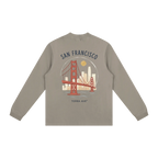 usa,long sleeve,longsleeve san francisco hoodie back print golden gate bridge hand drawn design brown color