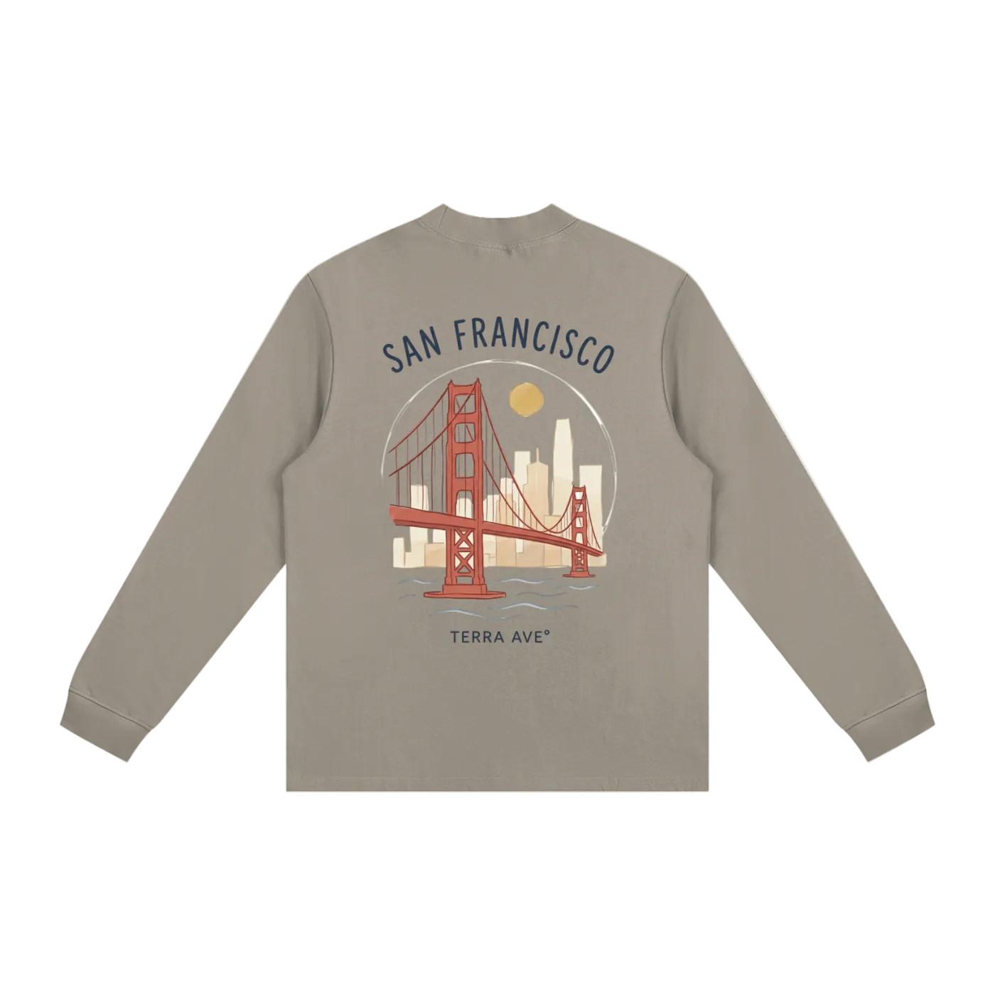 usa,long sleeve,longsleeve san francisco hoodie back print golden gate bridge hand drawn design brown color