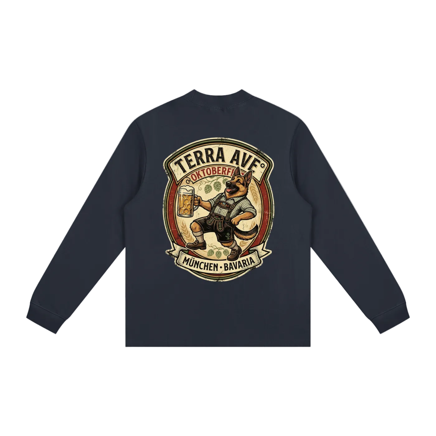 Oktoberfest long sleeve shirt German minimalist travel clothing back