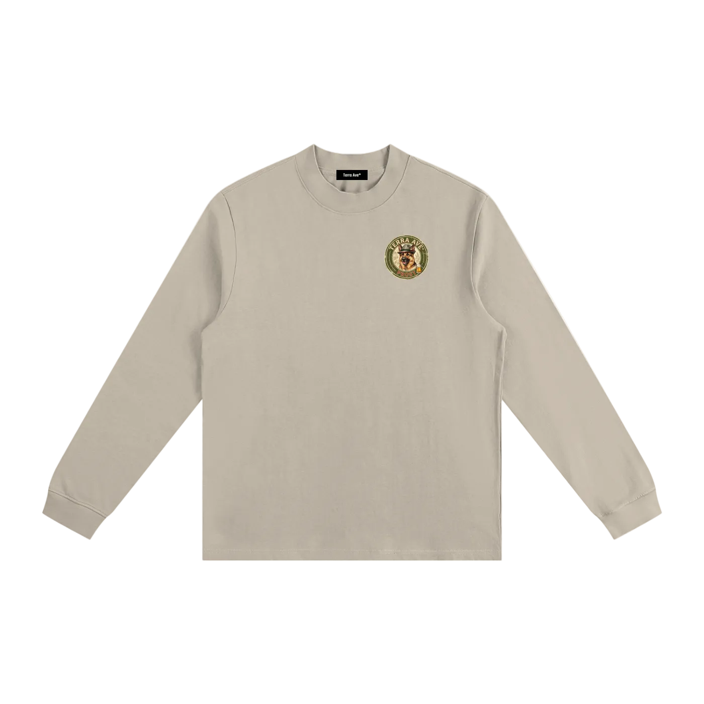 Oktoberfest long sleeve shirt beige minimalist outfit front