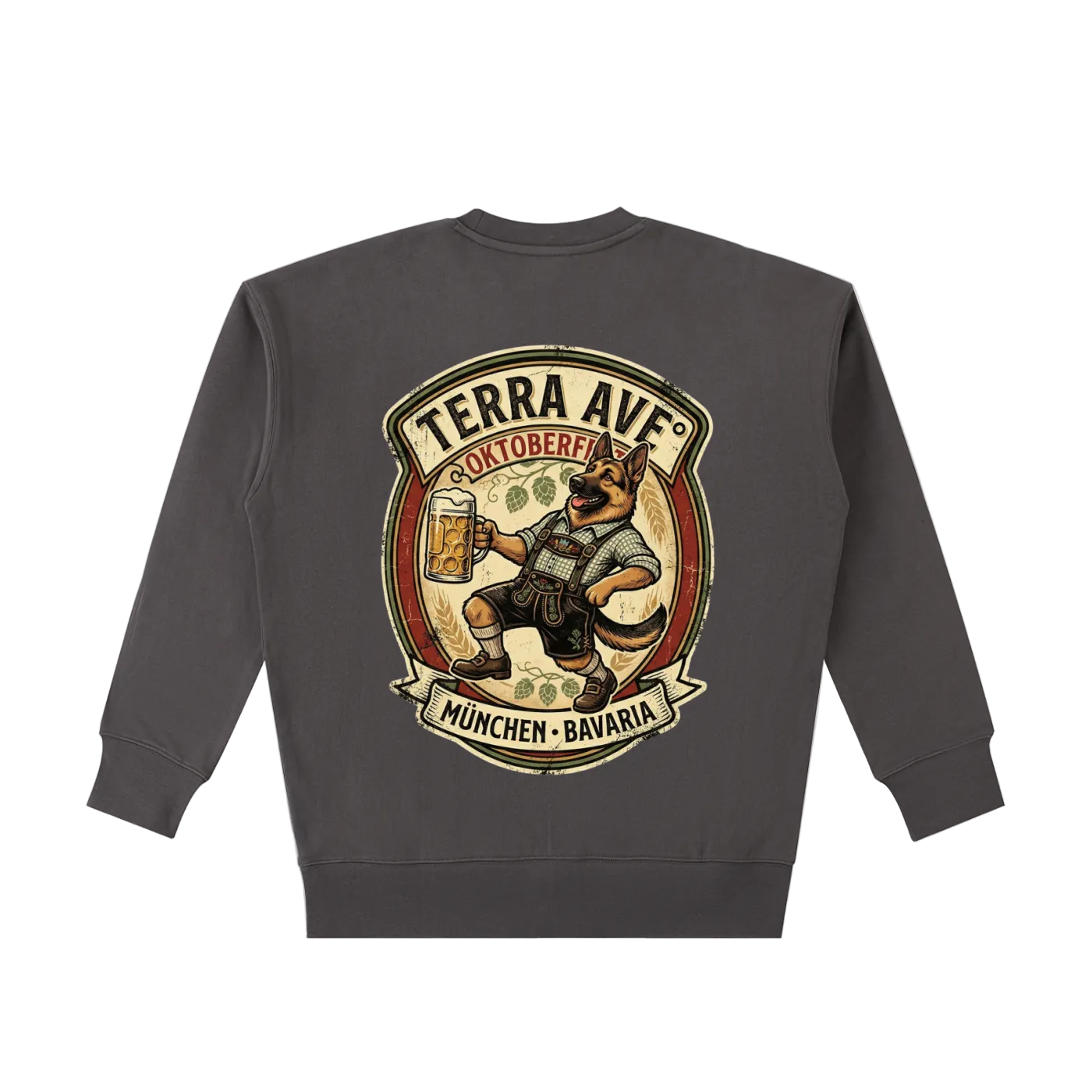 Oktoberfest crewneck gray heavyweight minimalist sweatshirt back