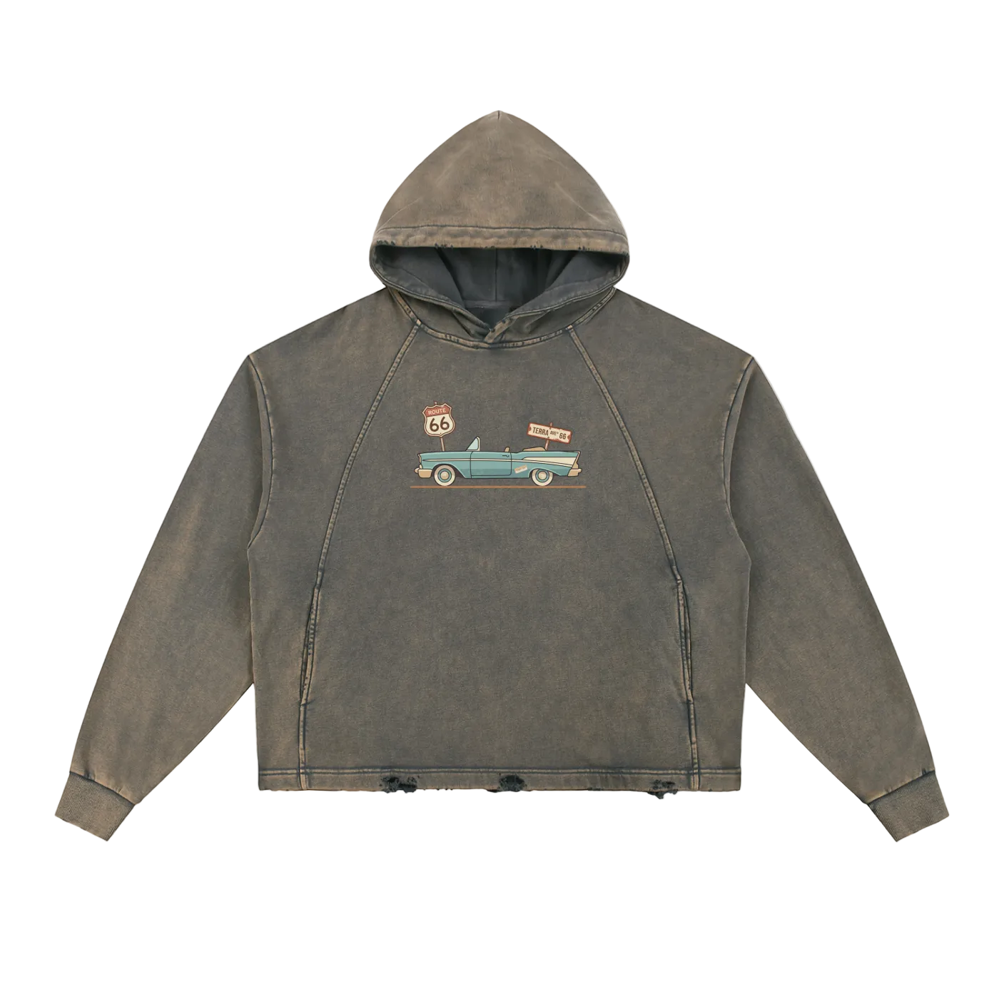 Route 66 vintage hoodie retro travel streetwear front