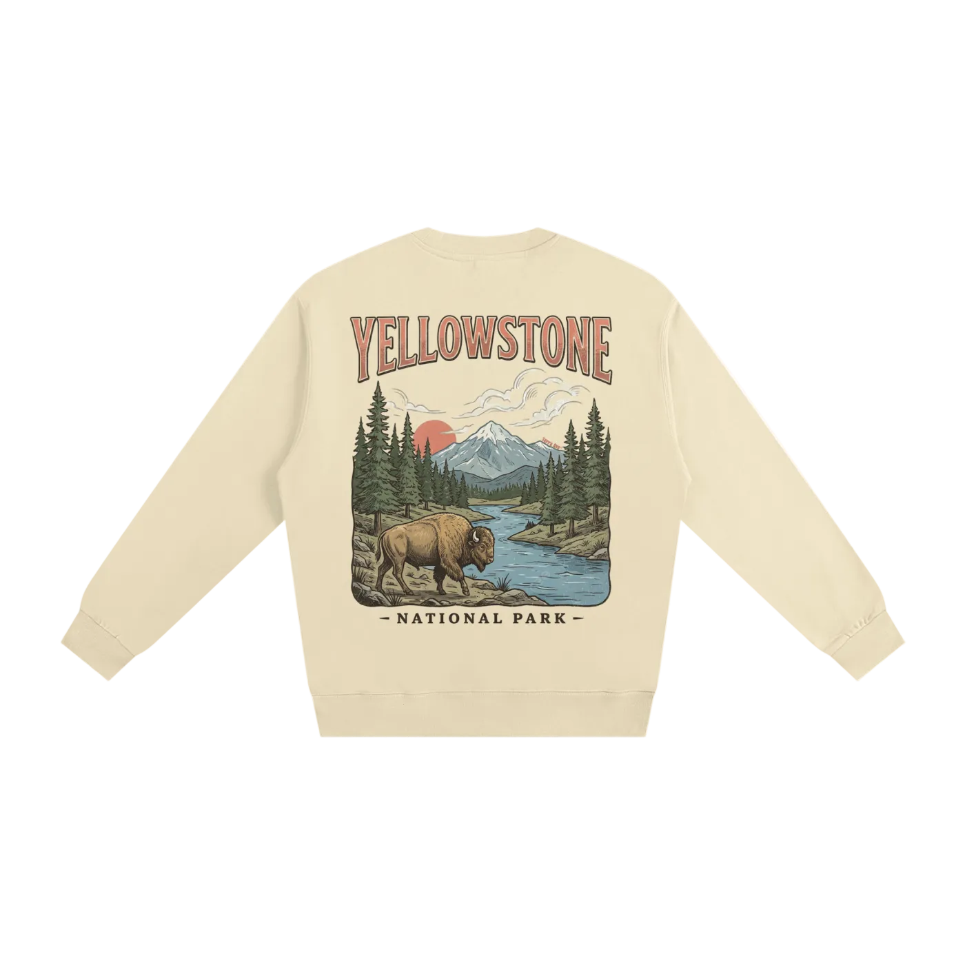 Yellowstone crewneck beige heavyweight minimalist sweatshirt back