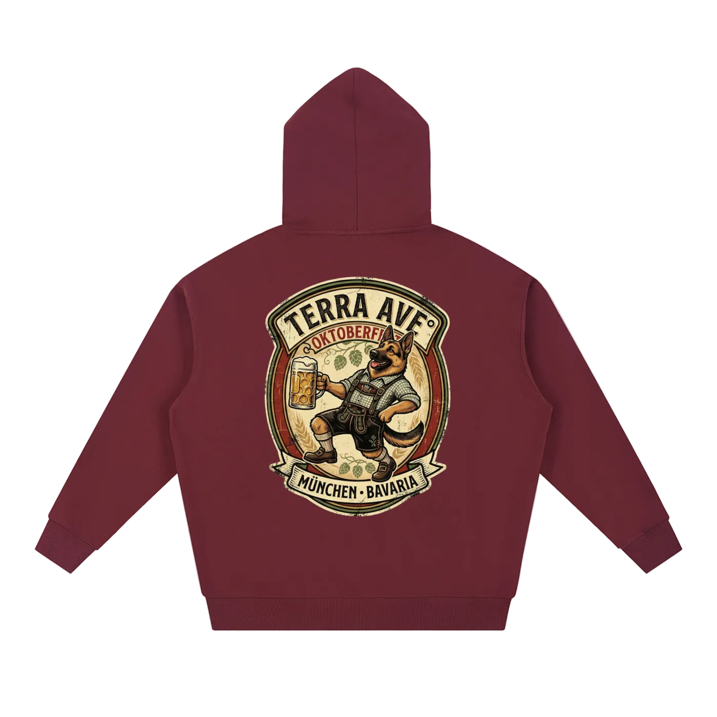 Oktoberfest hoodie red travel hoodie minimalist outfit back