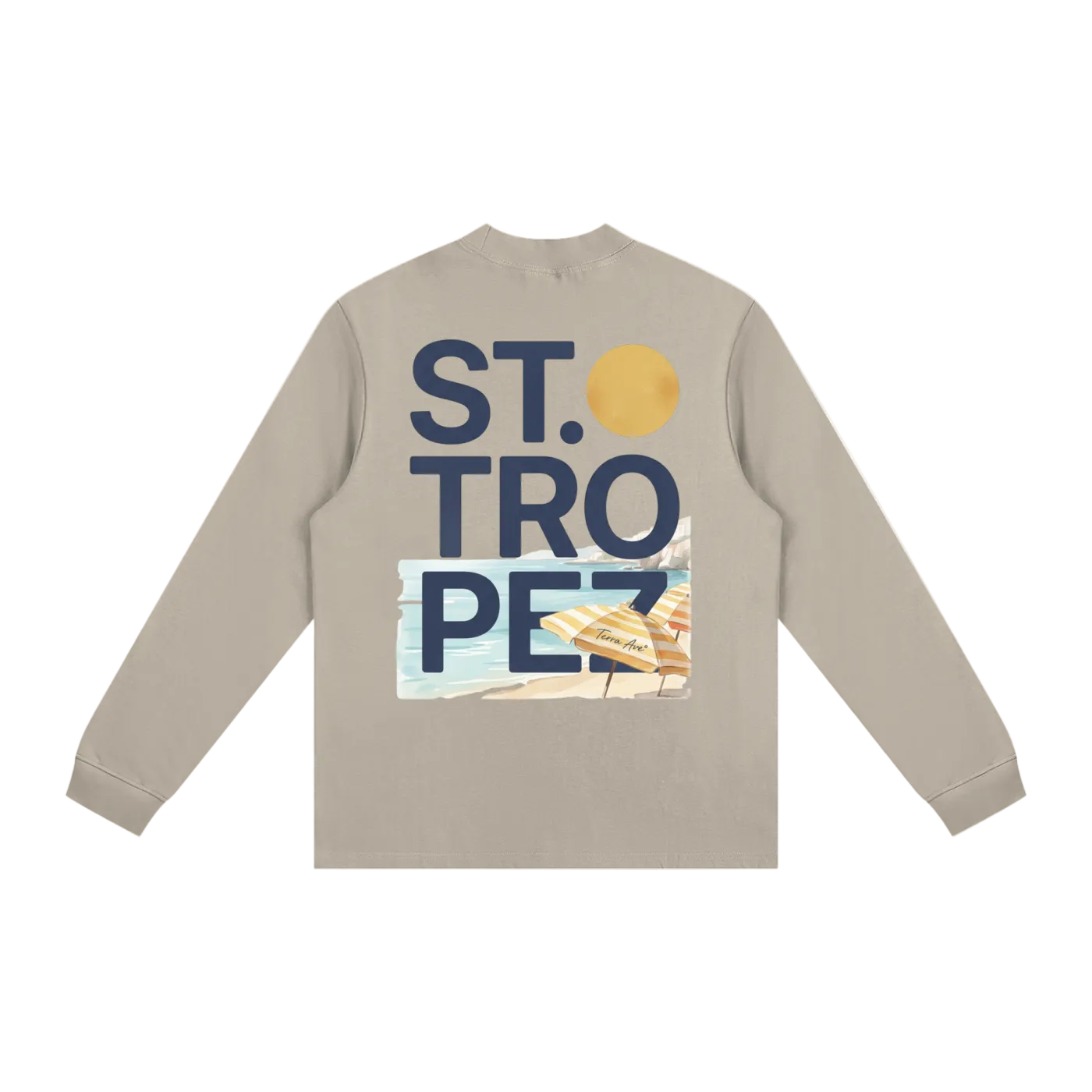 St Tropez long sleeve shirt beige back minimalist travel outfit