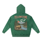 Yellowstone washed hoodie back design outdoor clothing