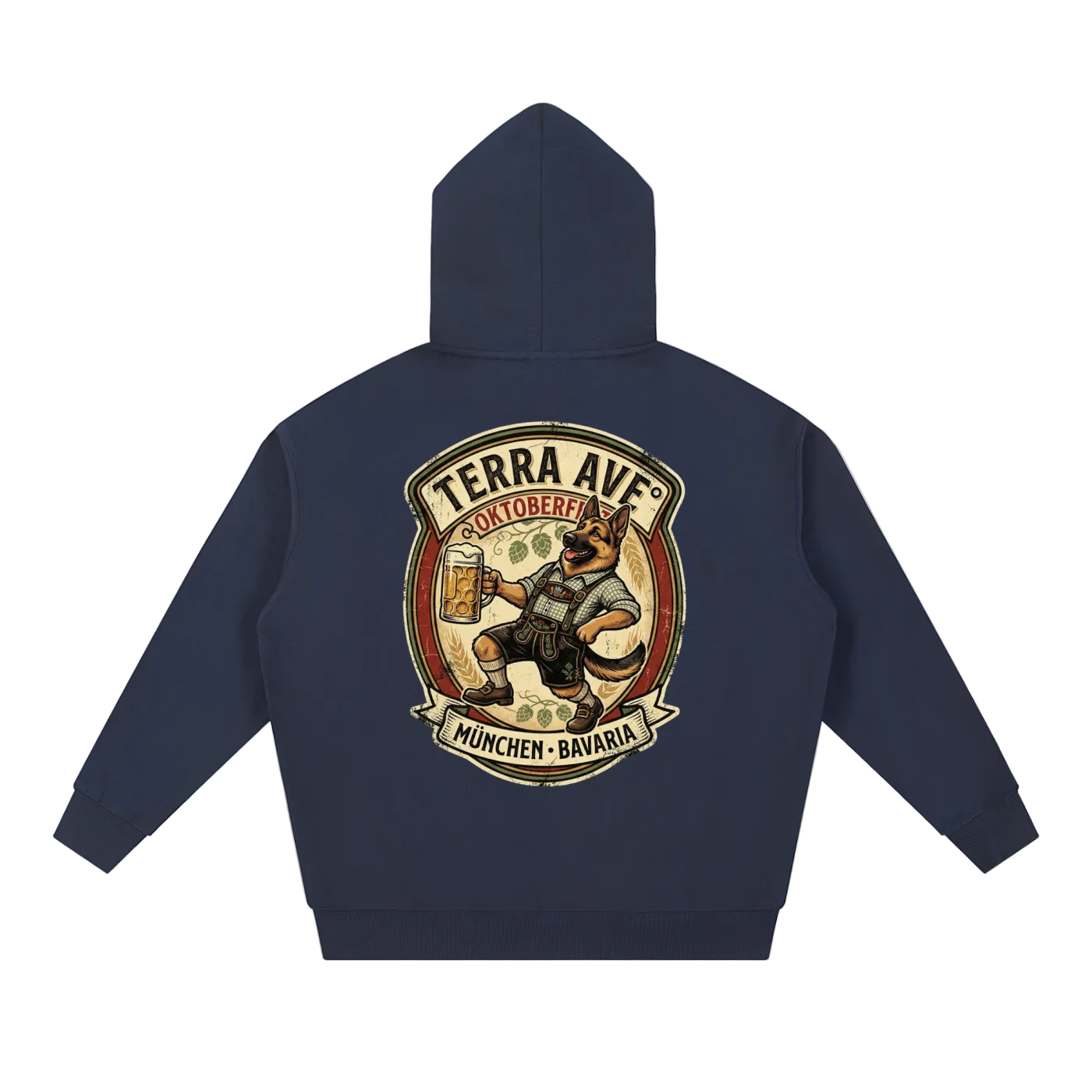 Oktoberfest hoodie blue travel hoodie minimalist outfit back