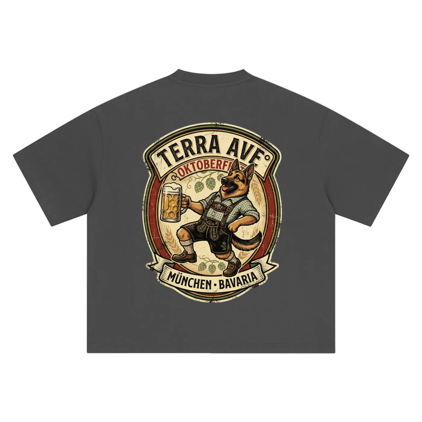 Oktoberfest oversized t-shirt gray relaxed fit tee back