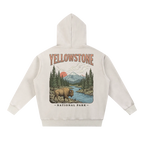 Yellowstone washed hoodie beige minimalist travel hoodie back