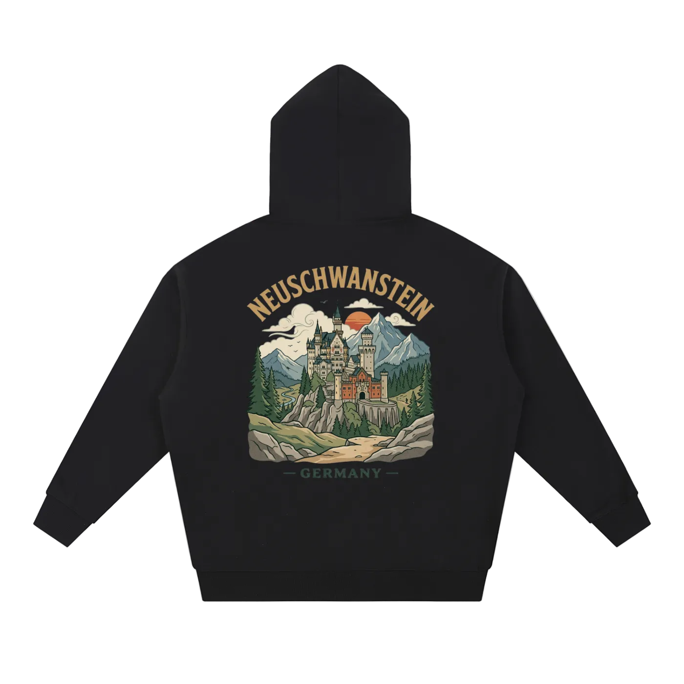 neuschwanstein castle hoodie germany streetwear graphic black