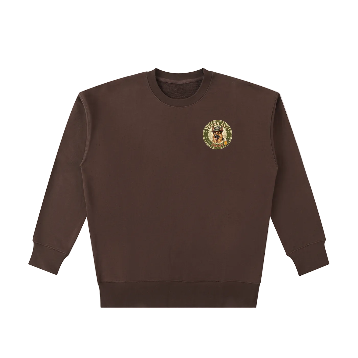 Oktoberfest crewneck brown heavyweight minimalist sweatshirt front