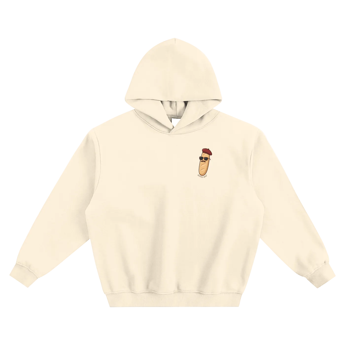 hoodie,france - french baguette hoodie paris streetwear graphic terra ave cream color