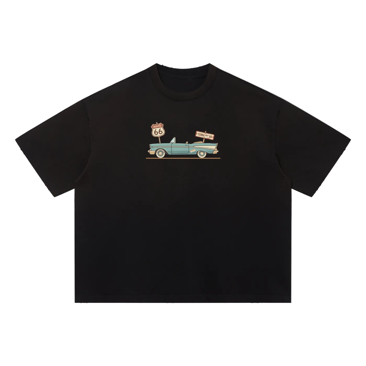 Route 66 vintage t-shirt retro travel graphic tee front black