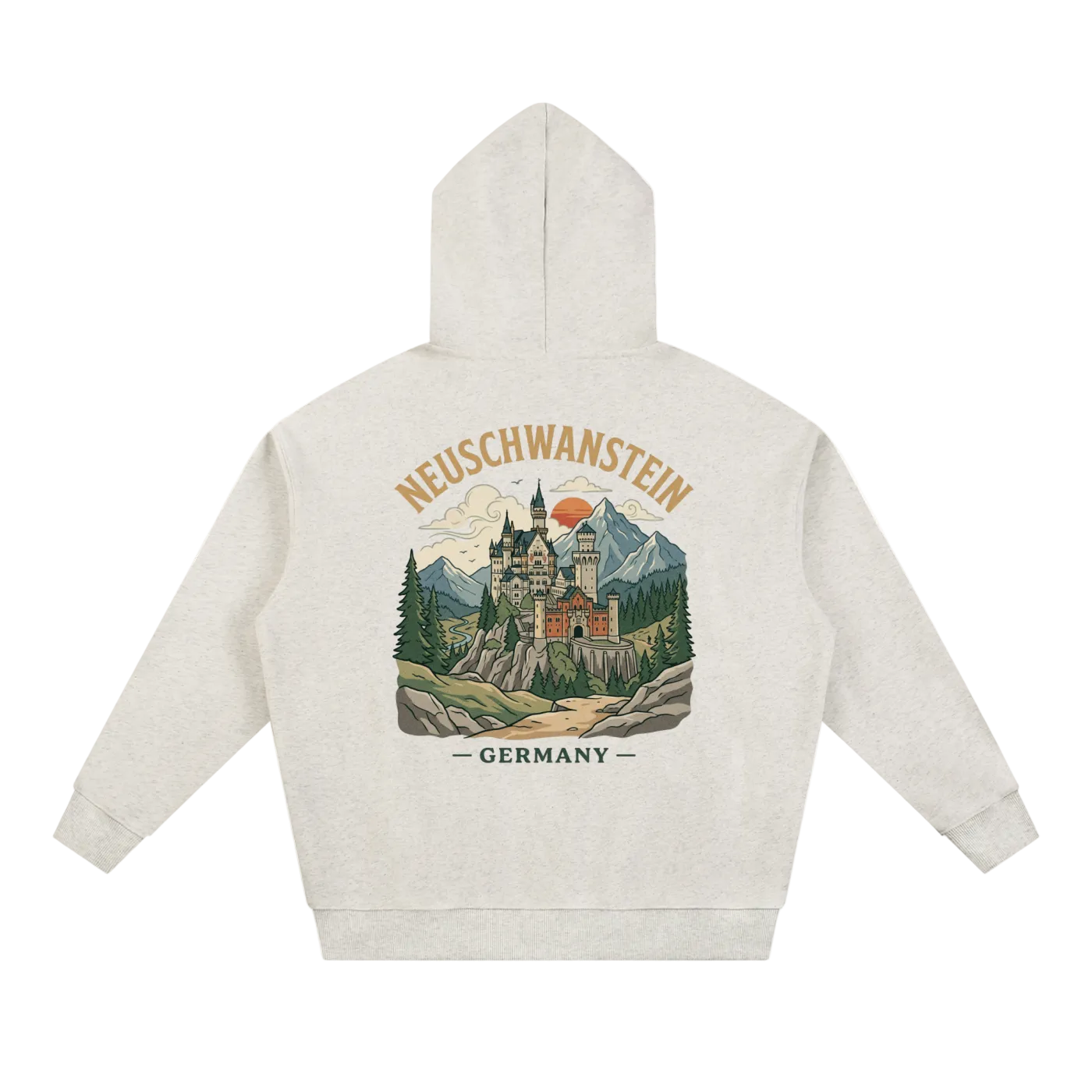 cream color vintage germany hoodie neuschwanstein castle graphic