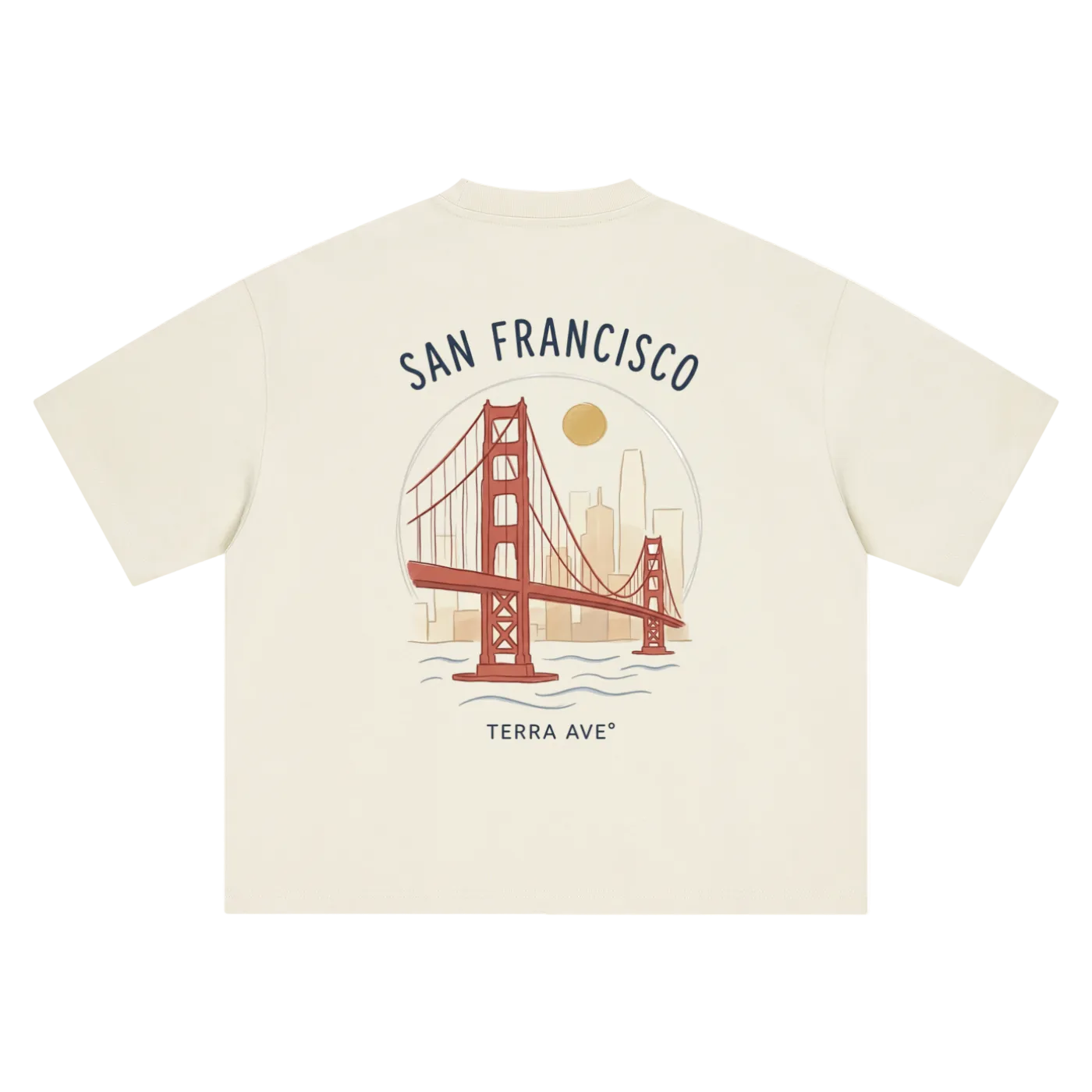 beige back san francisco graphic tee golden gate bridge shirt boxy fit terra ave